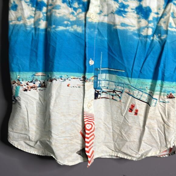 GapKids Boys Short Sleeve Button Down Shirt Featuring Beach Scene Size XXL - Picture 4 of 8